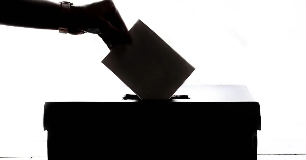 Australian citizen voting at a polling booth during federal election